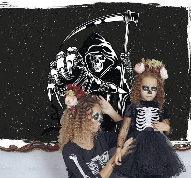 万圣节照片墙骷髅死神插图 - TenStickers
