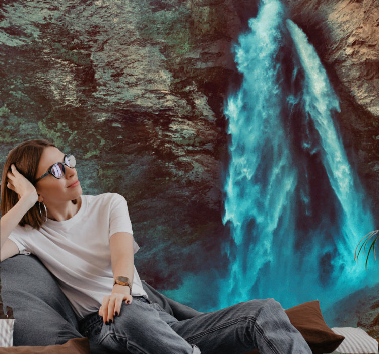 山地照片墙壮丽瀑布视角 - TenStickers