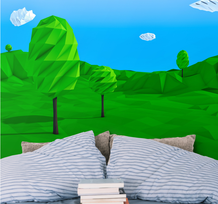 自然照片墙几何绿色风景 - TenStickers