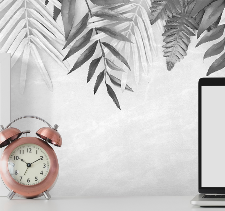 自然照片墙单色叶子图案 - TenStickers