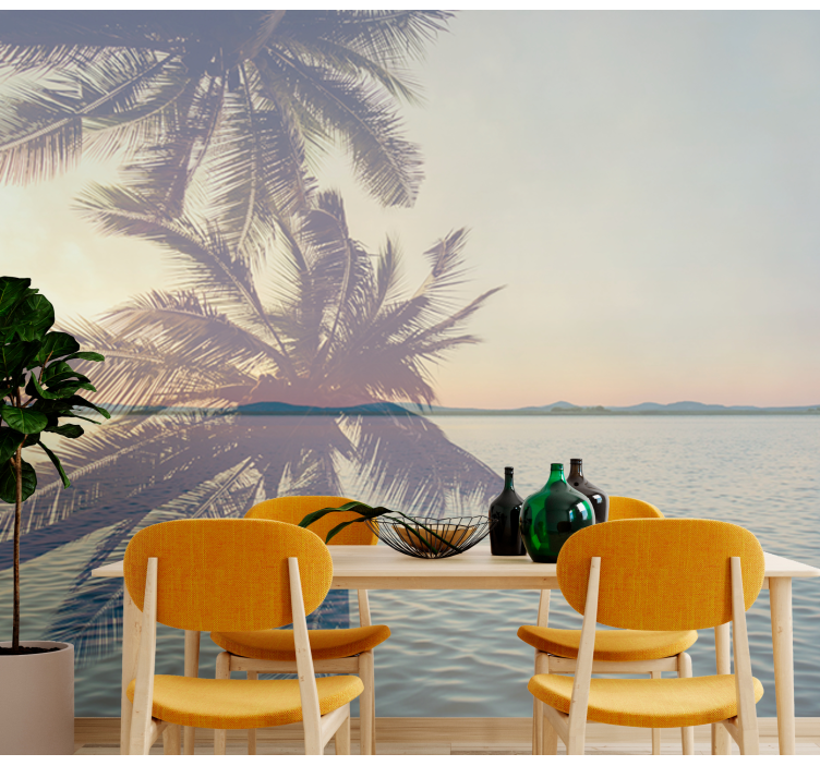 自然照片墙宁静棕榈轮廓 - TenStickers