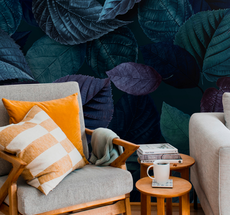 自然照片墙呈现柔和叶子图案 - TenStickers