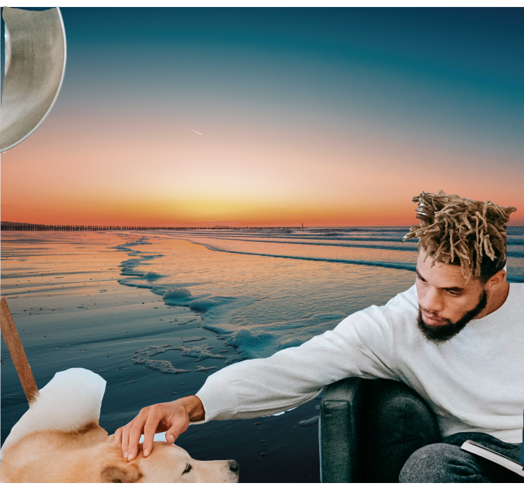 自然照片墙 日落时分，海浪拍岸 - TenStickers