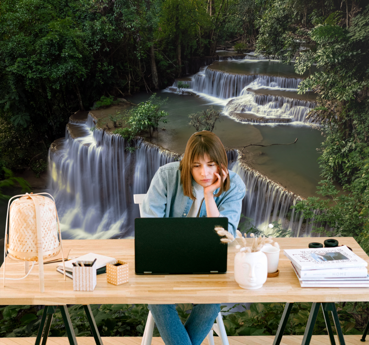 自然照片墙宁静瀑布静修 - TenStickers