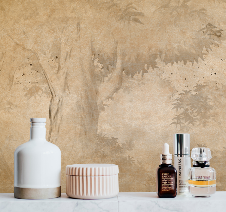 自然照片墙树木剪影背景 - TenStickers