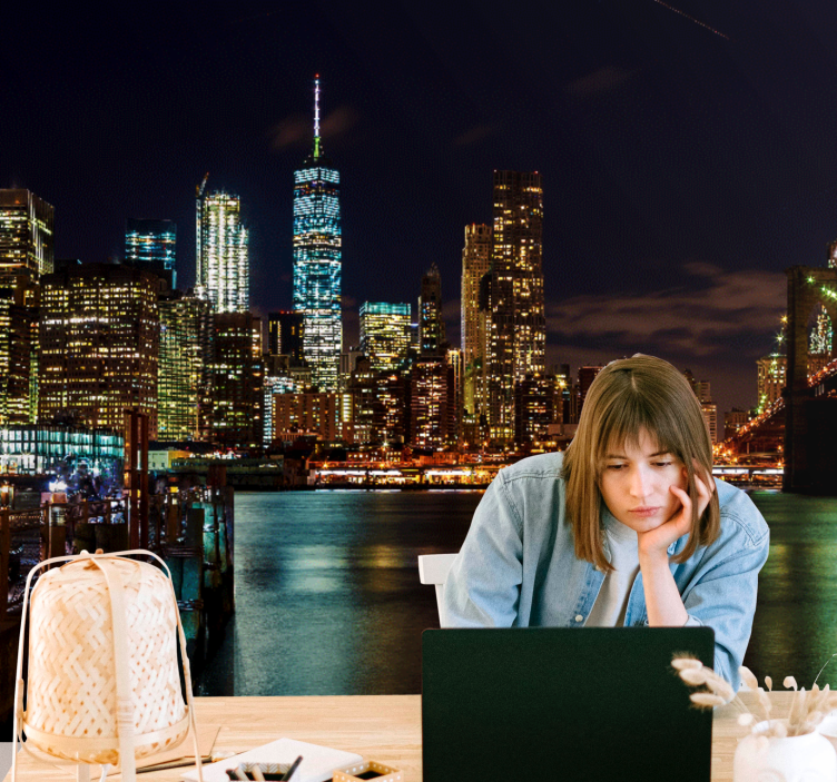 壁画 纽约壁画壁纸 曼哈顿夜景 - TenStickers