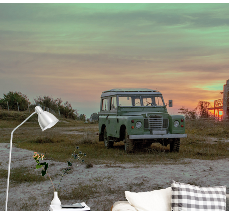 其他车辆壁画 绿色经典车 - TenStickers