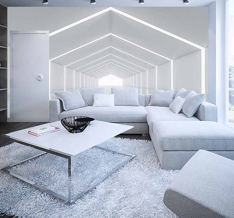 白色隧道3d壁画 - TenStickers