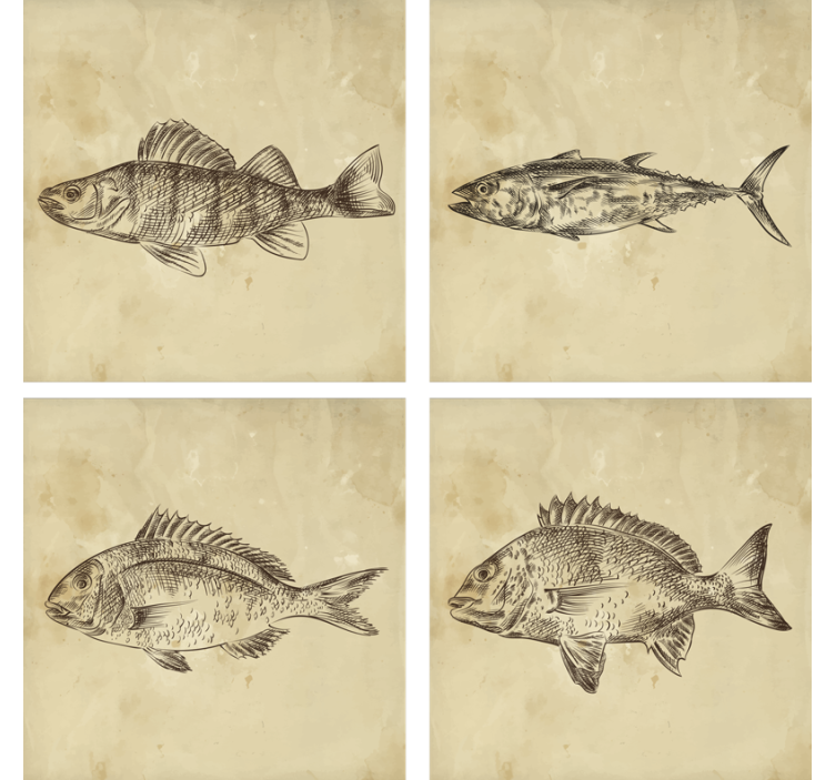 盲人怪物趣味鱼类插画 - TenStickers