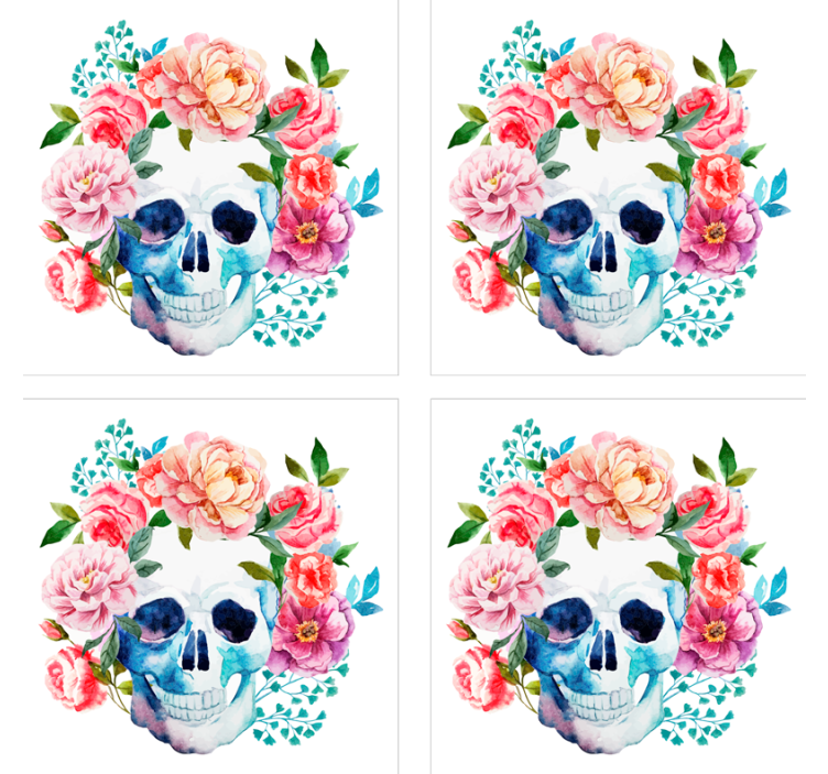 盲人怪物花卉骷髅图案 - TenStickers