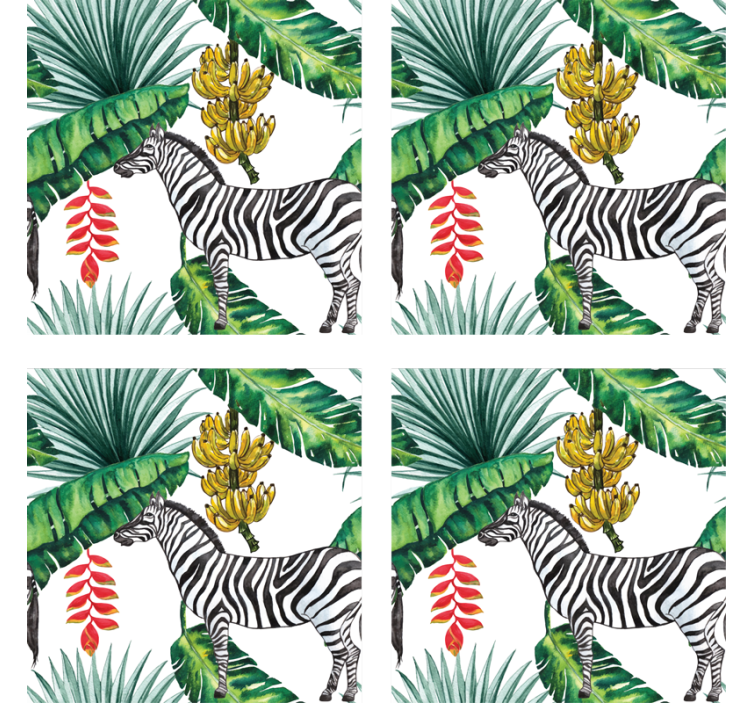 盲人怪物与斑马及热带植物 - TenStickers