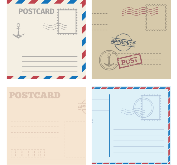 杯垫现代设计复古明信片风格 - TenStickers