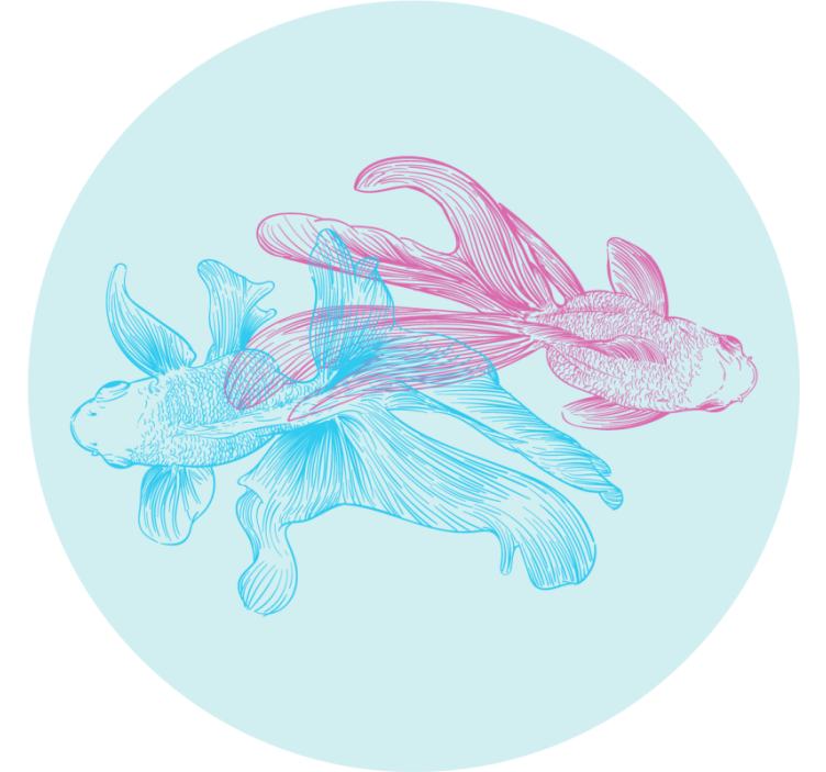 盲人怪物双色鱼插图 - TenStickers