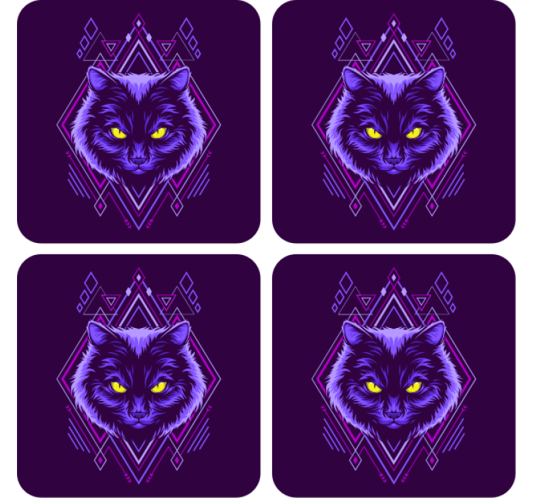 盲人怪物与优雅猫咪插图相结合 - TenStickers