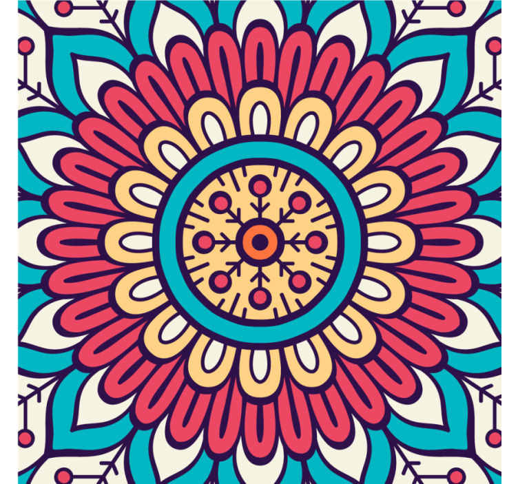 杯垫纹理与圆形花卉图案相结合 - TenStickers