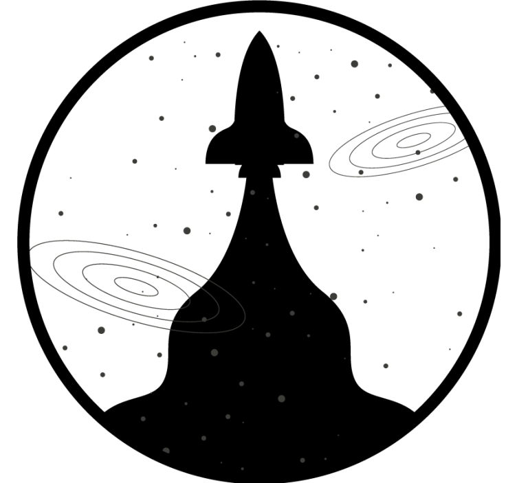 盲人怪物火箭轮廓与星星 - TenStickers