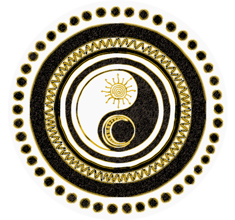 盲人怪物与阴阳圆形图案相结合 - TenStickers