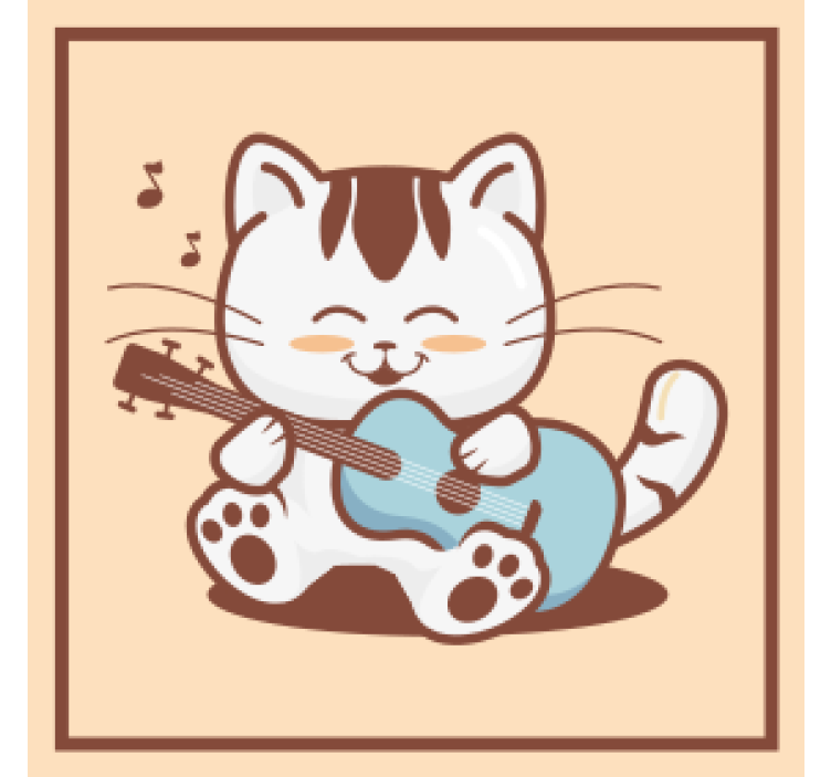 盲人怪物和调皮的猫咪弹吉他 - TenStickers