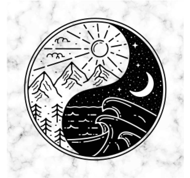 盲人怪物与山与波浪的对比 - TenStickers