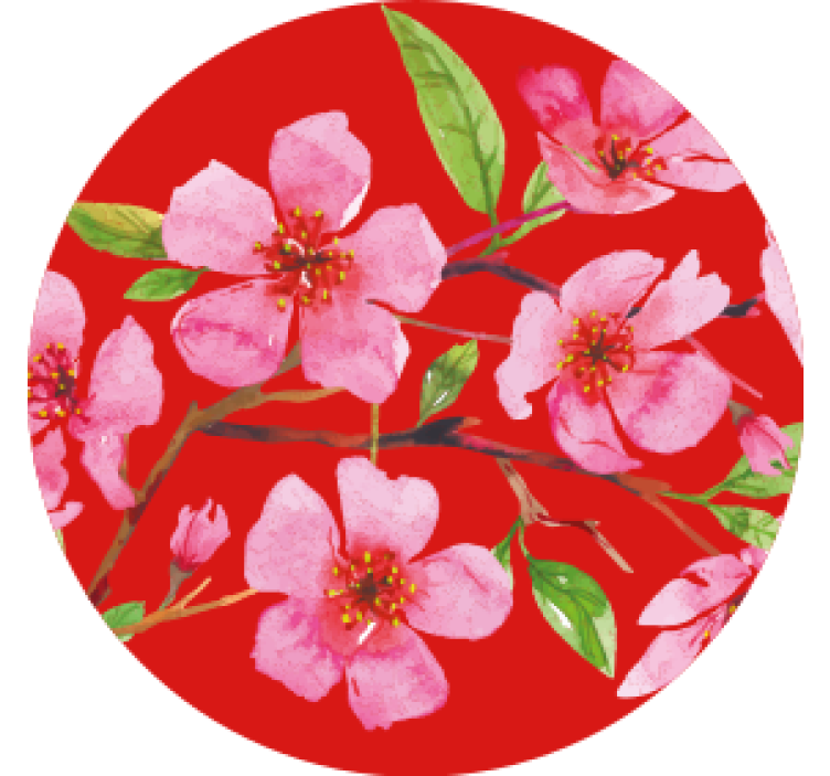 杯垫纹理与花卉粉色绽放相结合 - TenStickers