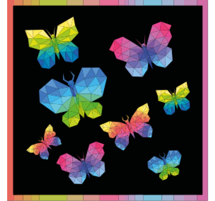 盲人怪物色彩斑斓的几何蝴蝶 - TenStickers