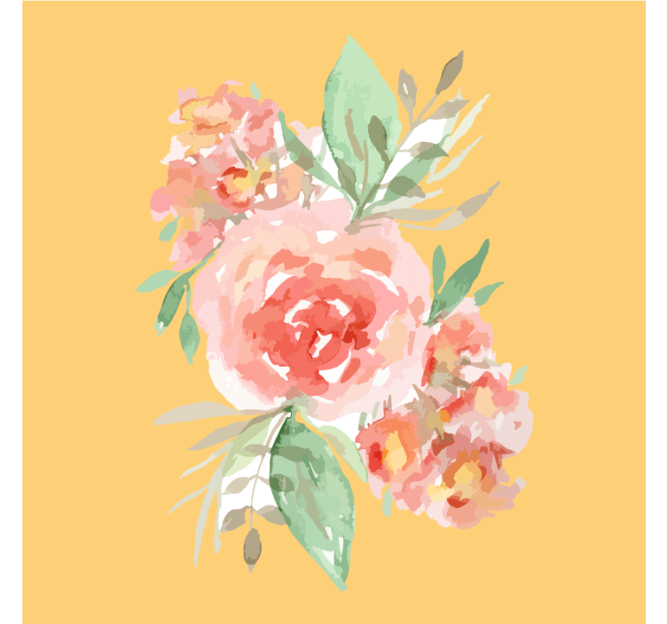 杯垫现代设计花卉水彩花束 - TenStickers