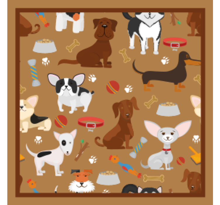 杯垫现代设计趣味狗狗插画 - TenStickers