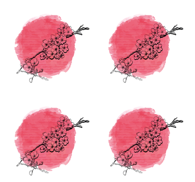 杯垫纹理花卉轮廓在粉色背景上 - TenStickers