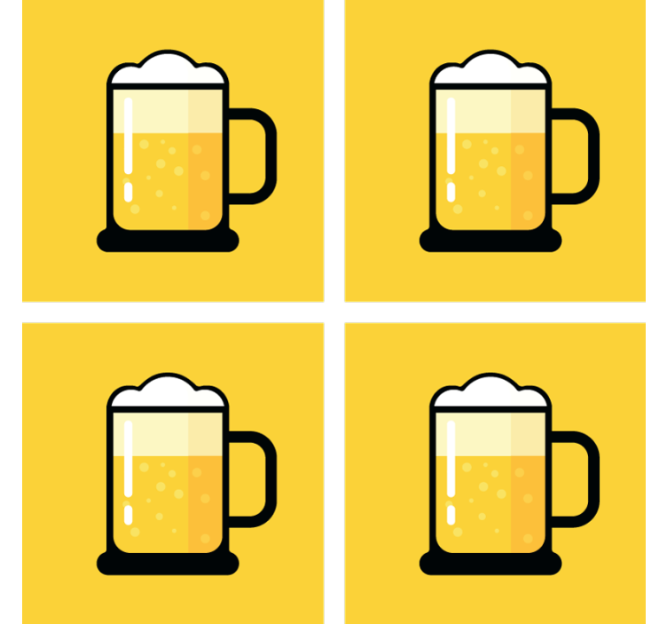 杯垫 啤酒垫 黄色啤酒杯插图 - TenStickers