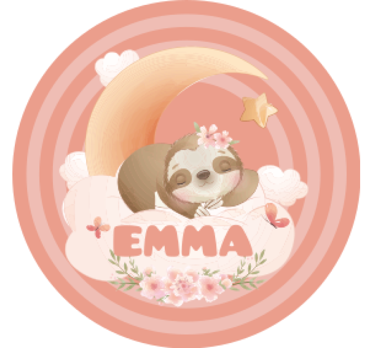 定制杯垫懒熊月亮花卉设计 - TenStickers