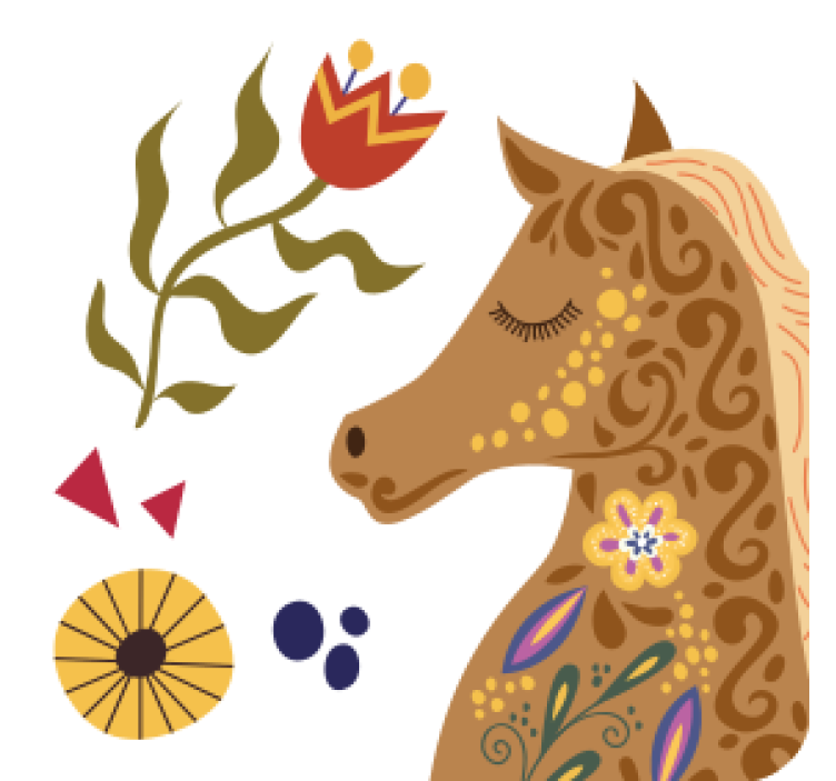 盲人怪物风格化马匹轮廓 - TenStickers