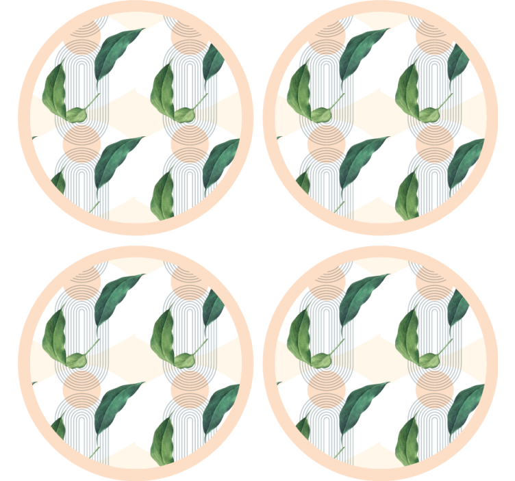 杯垫现代设计叶子几何图案 - TenStickers