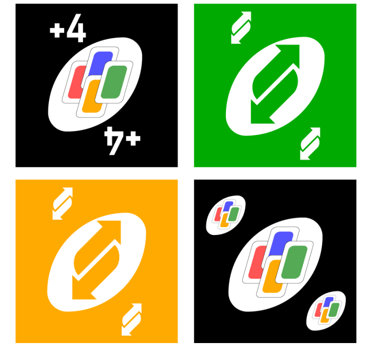 盲人怪物与多彩卡片图案相结合 - TenStickers