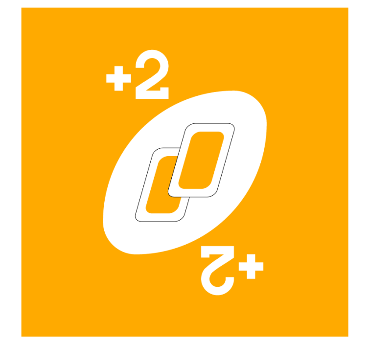 盲人怪物两个相互连接的形状与数字 - TenStickers