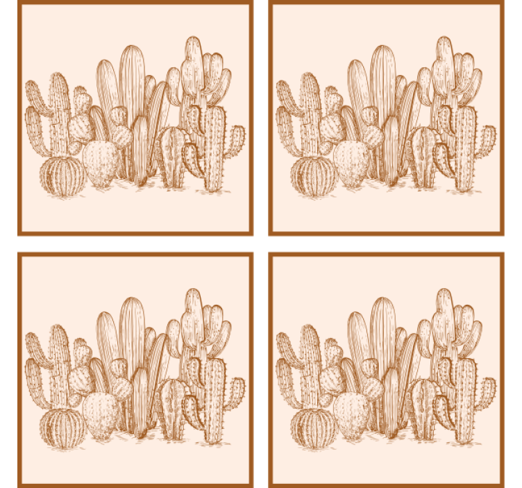 杯垫纹理与多种仙人掌插图相结合 - TenStickers