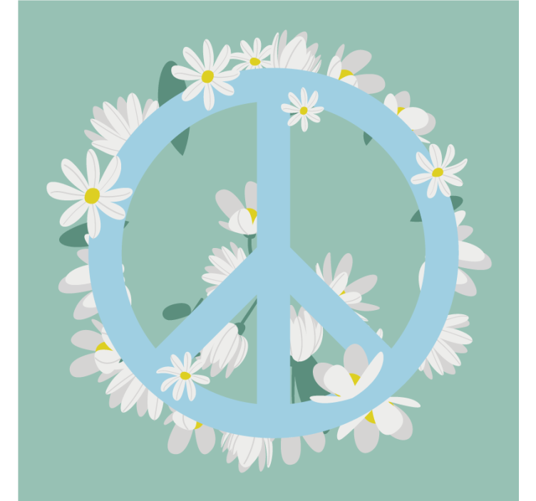 杯垫 残疾 周围环绕雏菊的和平符号 - TenStickers