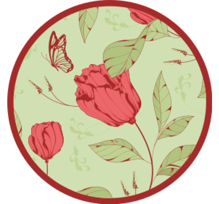 杯垫现代设计花卉图案与蝴蝶 - TenStickers