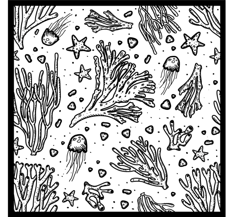 杯垫纹理与水下生物元素相结合 - TenStickers