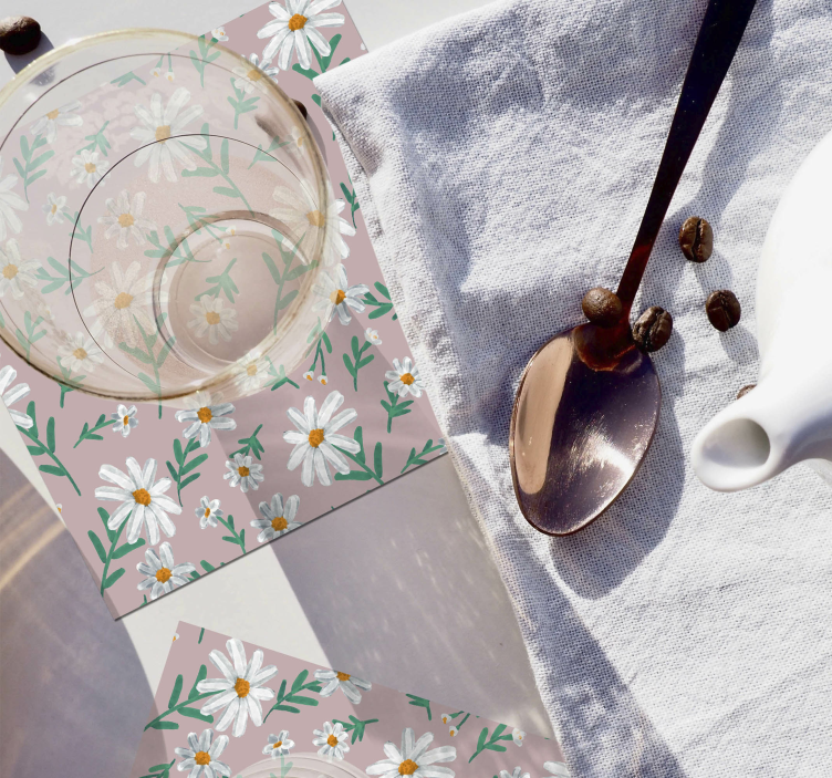 70年代的花朵雏菊杯垫 - TenStickers