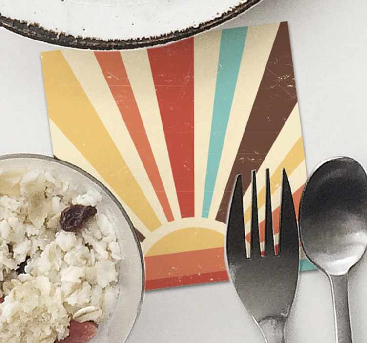 抽象的老式日落70年代杯垫 - TenStickers