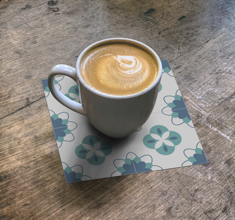 蓝色图案的瓷砖杯垫 - TenStickers