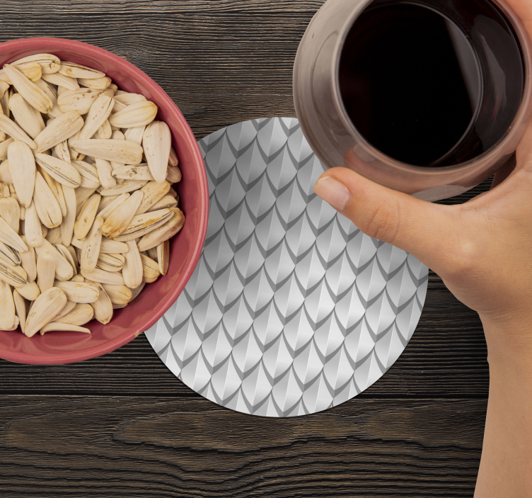 圆形灰色龙纹纹理杯垫 - TenStickers