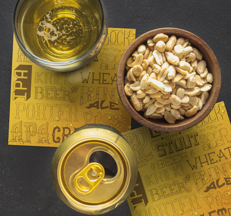 不同的啤酒类型酒吧杯垫 - TenStickers