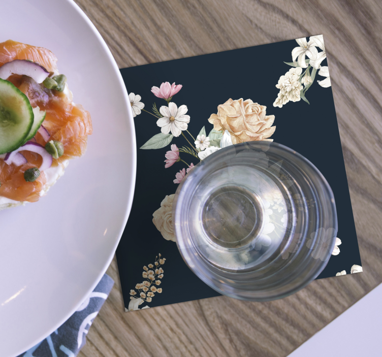 复古花艺杯垫 - TenStickers