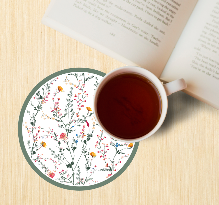 薄的简约花园花卉现代杯垫 - TenStickers