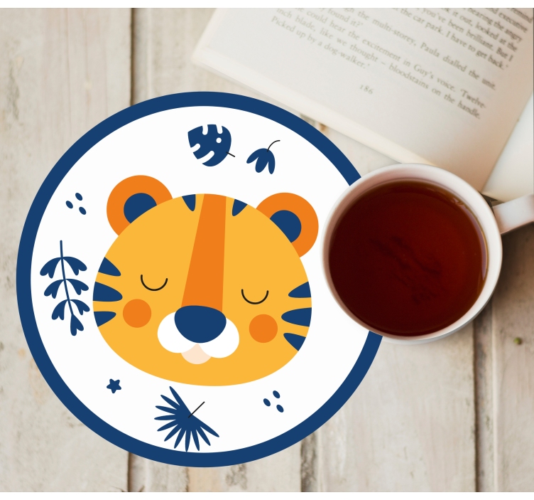 虎崽头和蜻蜓图案杯垫 - TenStickers