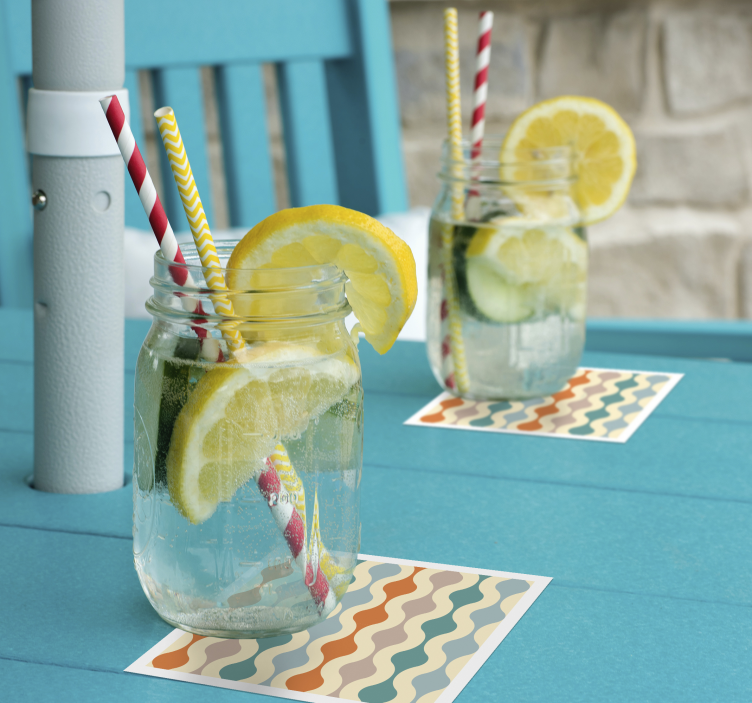 复古杯垫波浪多彩图案 - TenStickers