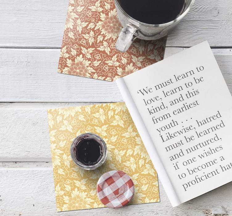 复古花卉装饰杯垫 - TenStickers