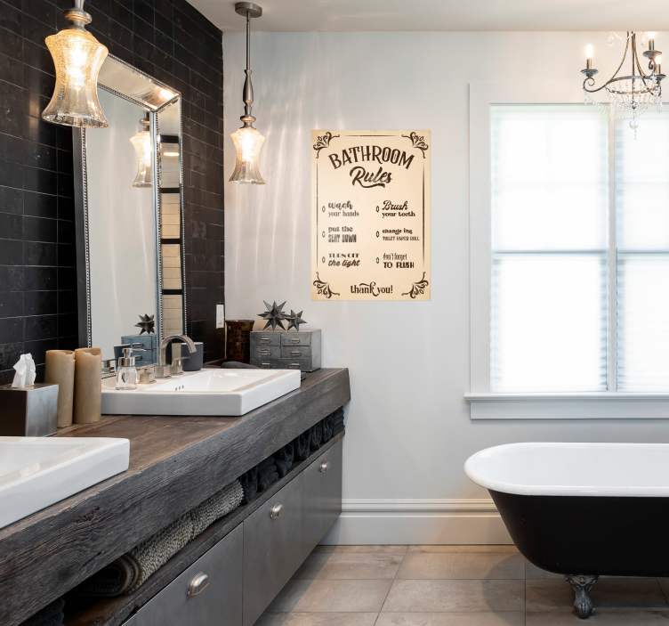 浴室规则复古海报 - TenStickers