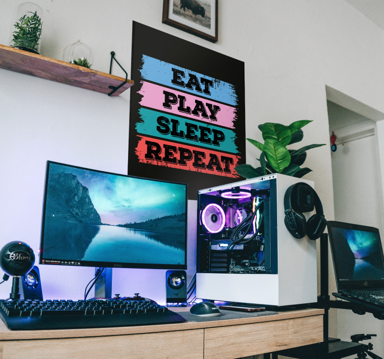 游戏吃睡海报打印 - TenStickers